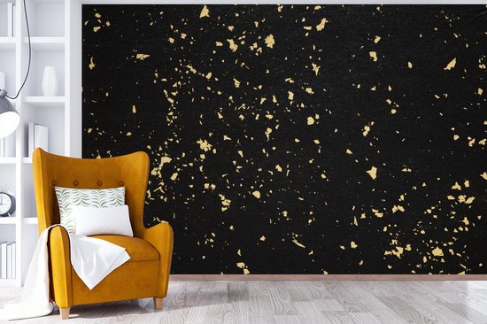 Papier peint - Papier peint Papier peint photo d'or sur fond noir - Largeur 330 cm x hauteur 220 cm