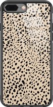 iPhone 8 Plus/7 Plus hoesje glass - Stippen bruin abstract | Apple iPhone 8 Plus case | Hardcase backcover zwart