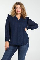Paprika Dames Blouse met reliëfborduurwerk en in lurexgaren - Outdoorblouse - Maat 44