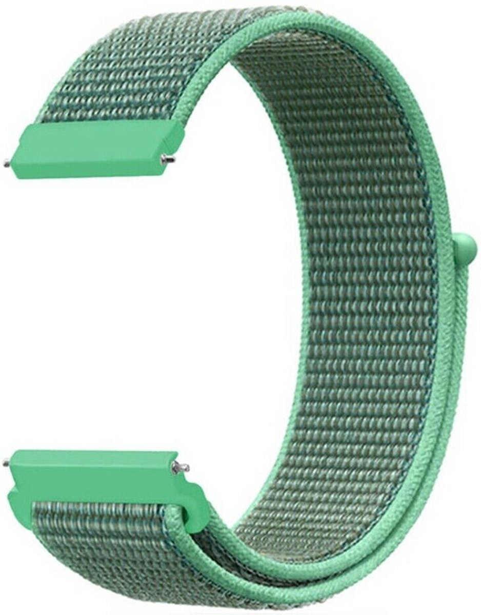 Strap-it Smartwatch bandje 22mm - zacht nylon bandje geschikt voor Samsung Galaxy Watch 46mm / Galaxy Watch 3 45mm / Gear S3 Classic & Frontier - OnePlus Watch - Amazfit GTR 47mm / GTR 2 / GTR 3 - Pro - mint