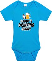 Daddys drinking buddy cadeau romper blauw voor babys - Vaderdag / papa kado / geboorte / kraamcadeau - cadeau voor aanstaande vader 56 (1-2 maanden)