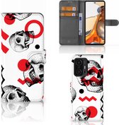 GSM Hoesje Xiaomi 11T | 11T Pro Bookstyle Case Skull Red