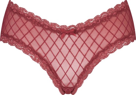 Hunkemöller Dames Lingerie Brazilian V-shape mesh - Rood - maat XL