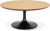 Alterego Ronde salontafel 'BUSTER MINI' van natuurkleurige hout met zwarte metalen poot  - Ø 90 cm
