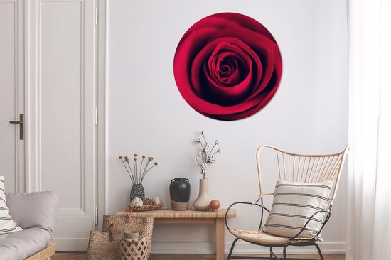 WallCircle - Cercle mural - Cercle mural - Roses - Rouge - Détail - Aluminium - Dibond - 90x90 cm - Intérieur et Extérieur