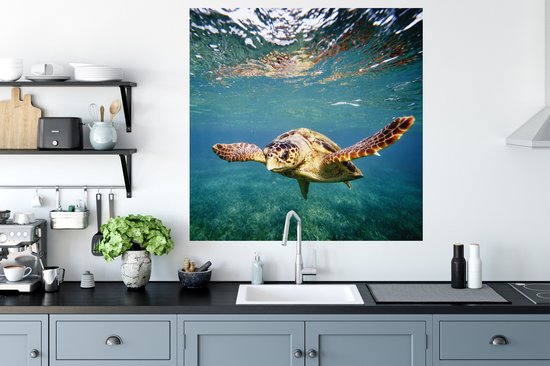 Stickers muraux - Tortue - Water - Blauw - 100x100 cm - Feuille adhésive XXL