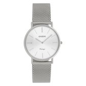 OOZOO Vintage series - Zilveren horloge met zilveren metalen mesh armband - C9907 - Ø32