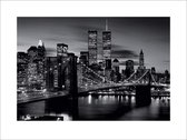 Pyramid Brooklyn Bridge Black and White Kunstdruk 80x60cm Poster - 80x60cm