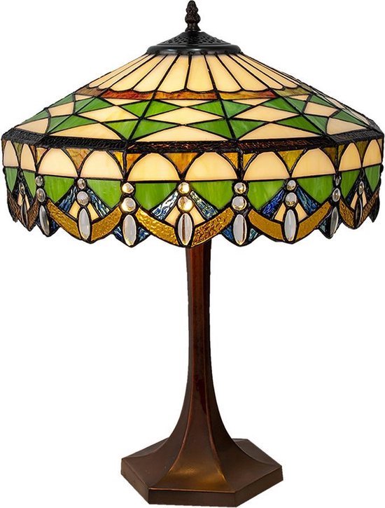 Tafellamp Tiffany ø 41*57 cm E27/max 2*60W Groen | 5LL-6086