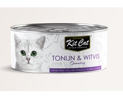Kit Cat Tonijn & Witvis 24x80gram - Graanvrij - Kattenvoer Natvoer - Kattenblikjes