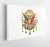 Ottomaanse Rijk embleem. Gouden blad Ottomaanse Rijk embleem geïsoleerd op een witte achtergrond - Modern Art Canvas - Horizontaal - 1283782195 - 50*40 Horizontal