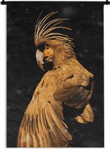 Wandkleed - Wanddoek - Kaketoe - Vogels - Goud - 90x135 cm - Wandtapijt