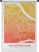 Wandkleed - Wanddoek - Stadskaart - Spijkenisse - Oranje - Geel - 90x135 cm - Wandtapijt - Plattegrond