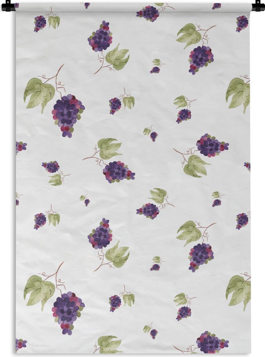 Wandkleed - Wanddoek - Druiven - Bladeren - Sjablonen - 120x180 cm - Wandtapijt