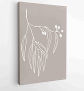 Gebladerte lijntekeningen met abstracte vorm. Abstract eucalyptus- en kunstontwerp voor afdrukken, omslag, behang, minimale en natuurlijke kunst aan de muur. 3 - Moderne schilderij