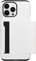 ADEL Kunststof Back Cover Hardcase Hoesje Geschikt voor iPhone 13 Pro - Pasjeshouder Wit