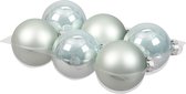 6x stuks kerstversiering kerstballen mintgroen (oyster grey) van glas - 8 cm - mat/glans - Kerstboomversiering