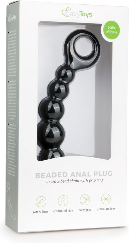 Zwarte anale plug met kralen