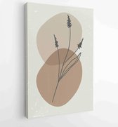 Earth tone boho gebladerte lijntekeningen tekenen met abstracte vorm. Abstract Plant Art-ontwerp voor print, omslag, behang, minimale en natuurlijke kunst aan de muur. 2 - Moderne