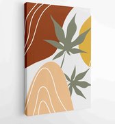 Earth tone boho gebladerte lijntekeningen tekenen met abstracte vorm. Abstract Plant Art-ontwerp voor print, omslag, behang, minimale en natuurlijke kunst aan de muur. 3 - Moderne schilderijen – Verticaal – 1842307807 - 115*75 Vertical