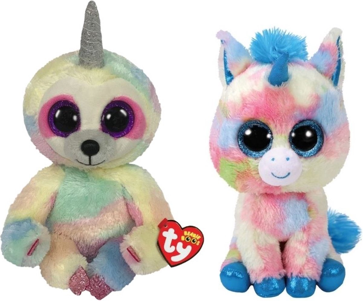 Ty - Knuffel - Beanie Buddy - Cooper Sloth & Blitz Unicorn