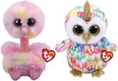 Ty - Knuffel - Beanie Buddy - Avery Ostrich & Enchanted Owl