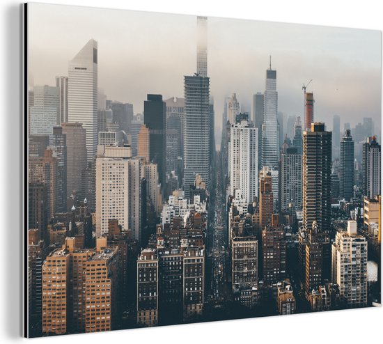 Wanddecoratie Metaal - Aluminium Schilderij Industrieel - New York - Skyline - Amerika - 30x20 cm - Dibond - Foto op aluminium - Industriële muurdecoratie - Voor de woonkamer/slaapkamer