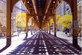 Een fietspad onder een spoorweg in Chicago stad - Foto op Tuinposter - 225 x 150 cm