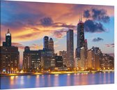 De Chicago skyline onder indrukwekkende wolkenpartij - Foto op Canvas - 150 x 100 cm