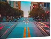 Steile heuvel op California Street in San Francisco - Foto op Canvas - 150 x 100 cm