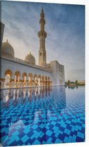 Waterpartij voor Moskee van Sjeik Zayed in Abu Dhabi - Foto op Canvas - 30 x 45 cm