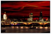 Nachtelijke blik op Saint Pauls Cathedral in Londen - Foto op Akoestisch paneel - 225 x 150 cm