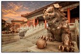 Bronzen leeuw in de Verboden Stad van Beijing in China - Foto op Akoestisch paneel - 150 x 100 cm