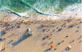 Luchtfoto van het strand in Santa Monica in Los Angeles - Foto op Forex - 120 x 80 cm