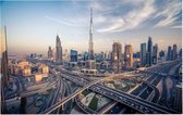 Drukke verkeersaders voor de Burj Khalifa in Dubai - Foto op Forex - 120 x 80 cm