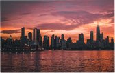Onheilspellende skyline van Chicago vanaf Lake Michigan - Foto op Forex - 120 x 80 cm