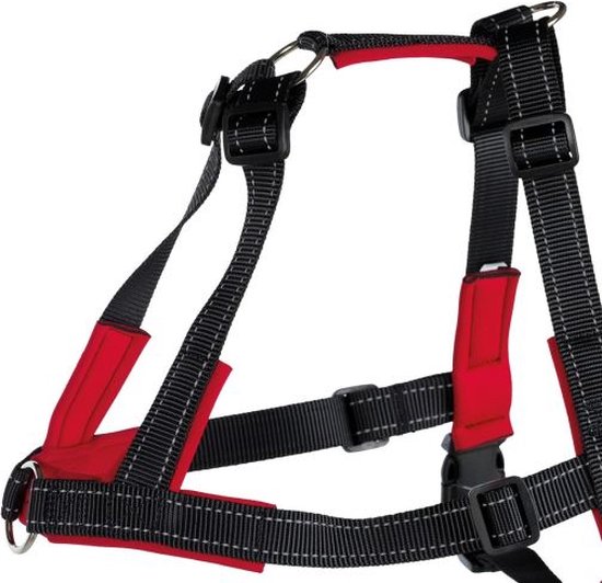 Hondentuig Trixie - Verstelbaar Neopreen Zwart 65-105x2.5cm - Trainingstuig met Reflecterende Elementen