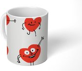 Mok - Koffiemok - Een illustratie van negen hartjes met emoties - Mokken - 350 ML - Beker - Koffiemokken - Theemok
