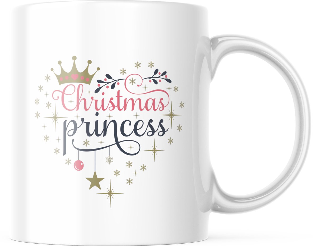 Kerst Mok met tekst: Christmas Princess | Kerst Decoratie | Kerst Versiering | Grappige Cadeaus | Koffiemok | Koffiebeker | Theemok | Theebeker