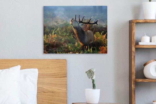 Tableau sur toile Cerf - Animaux - Plantes - 40x30 cm - Décoration murale