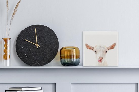 Toile Peinture Animaux - Chèvre - Wit - 20x20 cm - Décoration murale