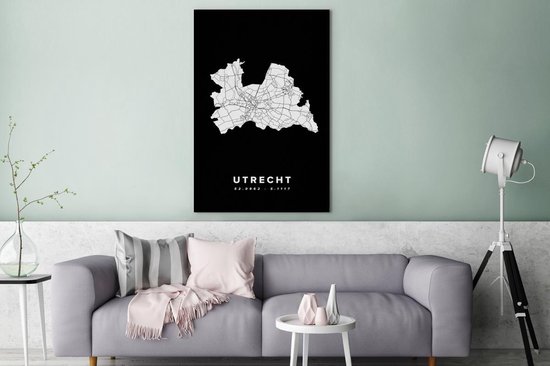 Toile Peinture Utrecht - Nederland - Carte - 90x140 cm - Décoration murale