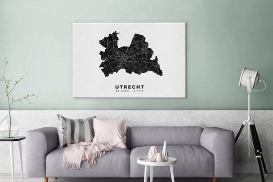 Tableau sur toile Utrecht - Nederland - Carte routière - 140x90 cm - Décoration murale