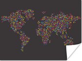 Wereldkaarten - Wereldkaart - Stippen - Kleuren - 80x60 cm