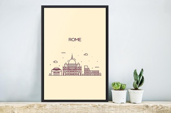 Fotolijst incl. Poster - Italië - Rome - Skyline - 40x60 cm - Posterlijst