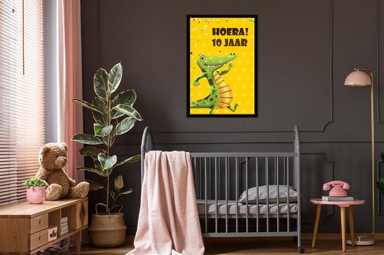 Fotolijst incl. Poster - Feest - Krokodil - 10 jaar - 80x120 cm - Posterlijst