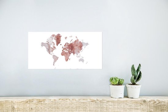 Carte du Wereldkaart murale - Carte du Wereldkaart - Marbre - Koper - 40x20 cm - Affiche