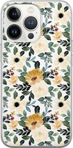 iPhone 13 Pro hoesje siliconen - Lovely flowers - Soft Case Telefoonhoesje - Bloemen - Transparant, Geel