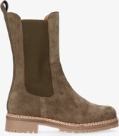 Tango | Julie 8-e khaki suede high chelsea boot - natural sole | Maat: 41