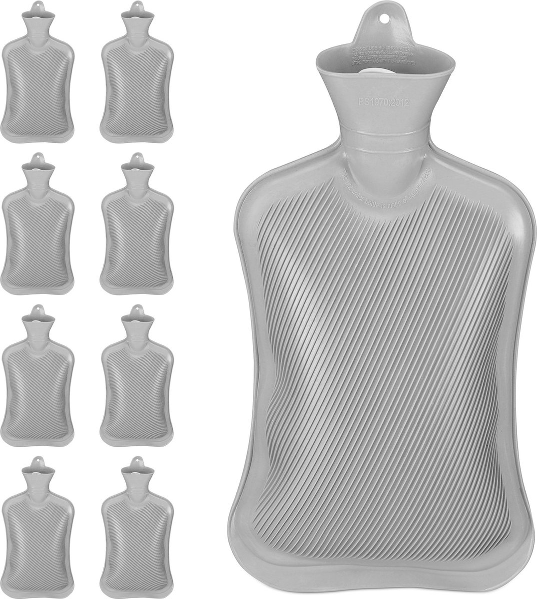 Goedkoopste 9x kruik rubber - warmwaterkruik - zonder hoes - 2 l - waterkruik - grijs